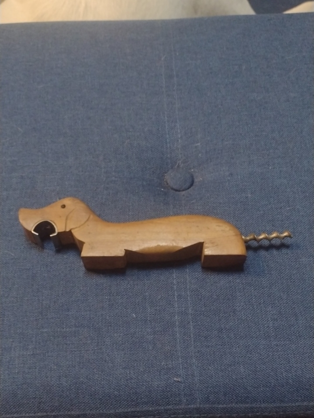 Vintage Wooden Dachshund Bottle Opener & Corkscrew - Brown